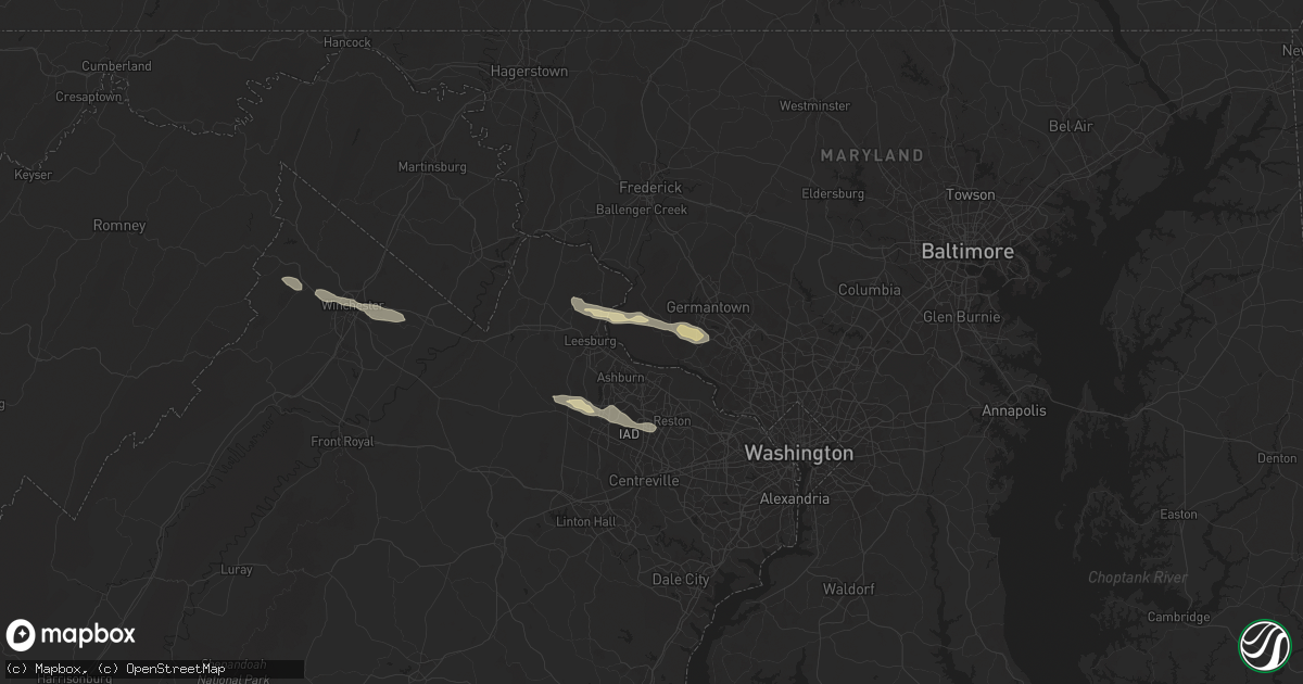 Hail map in Poolesville, MD on April 15, 2024