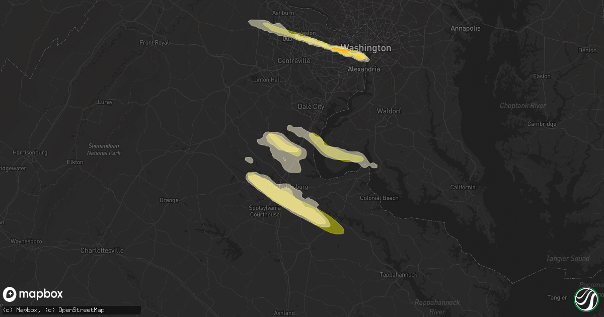 Hail map in Stafford, VA on April 15, 2024