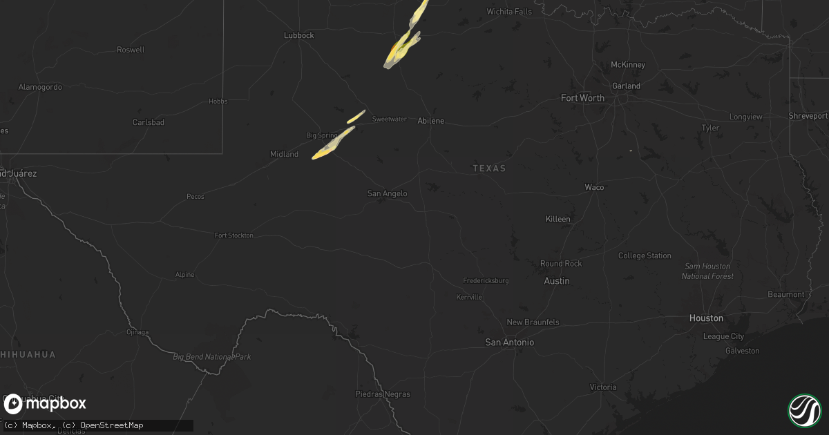 Hail map in Texas on April 15, 2024