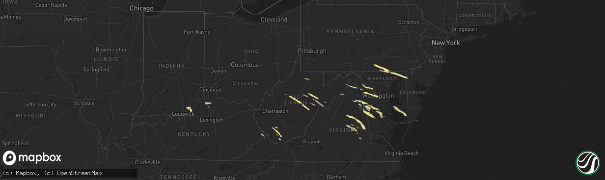 Hail map in West Virginia on April 15, 2024
