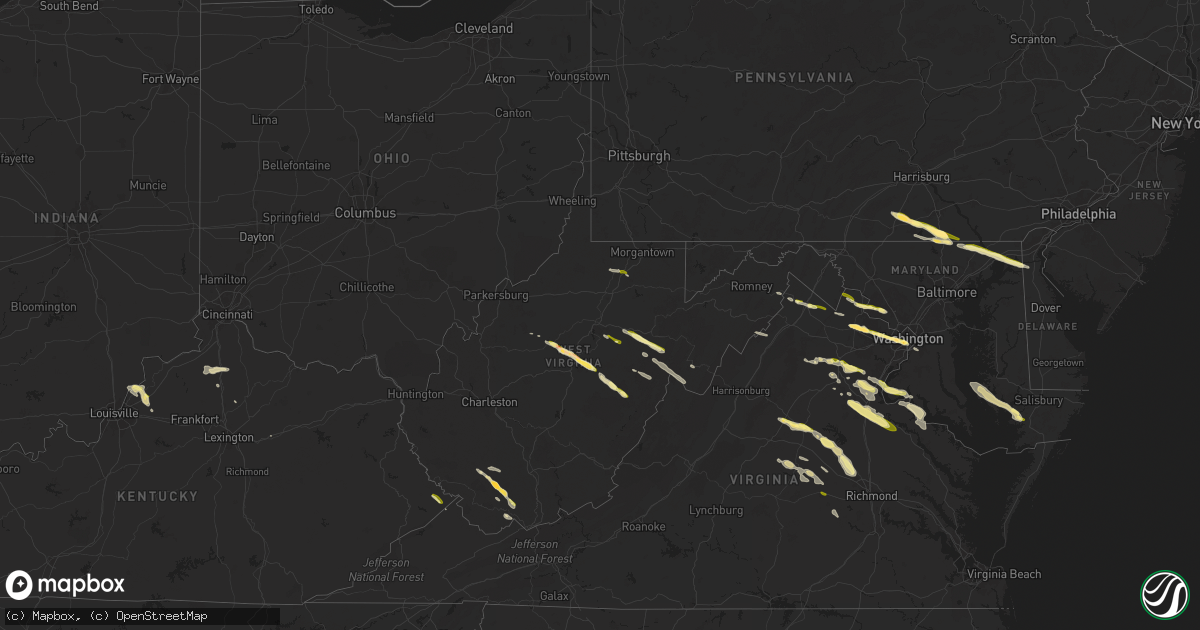 Hail map in West Virginia on April 15, 2024