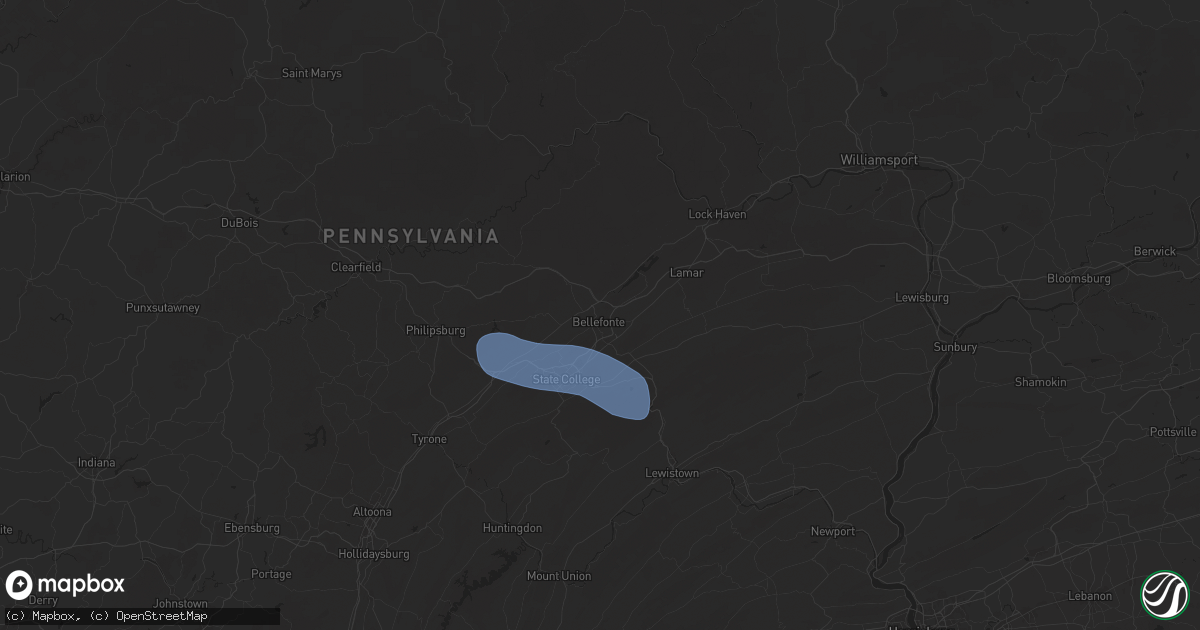 Hail map in Bellefonte, PA on April 15, 2025