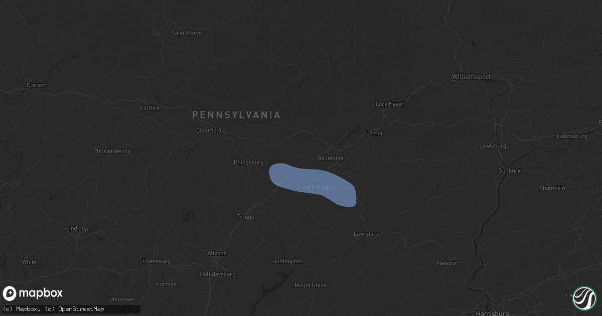Hail map in Julian, PA on April 15, 2025