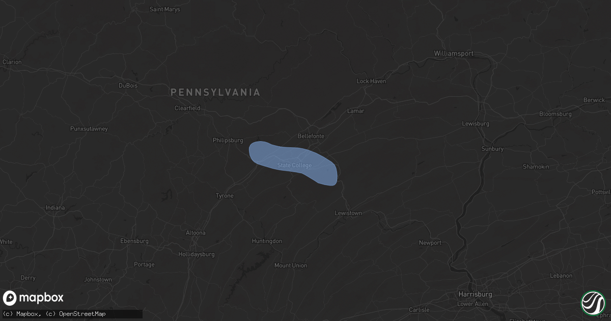 Hail map in Lemont, PA on April 15, 2025