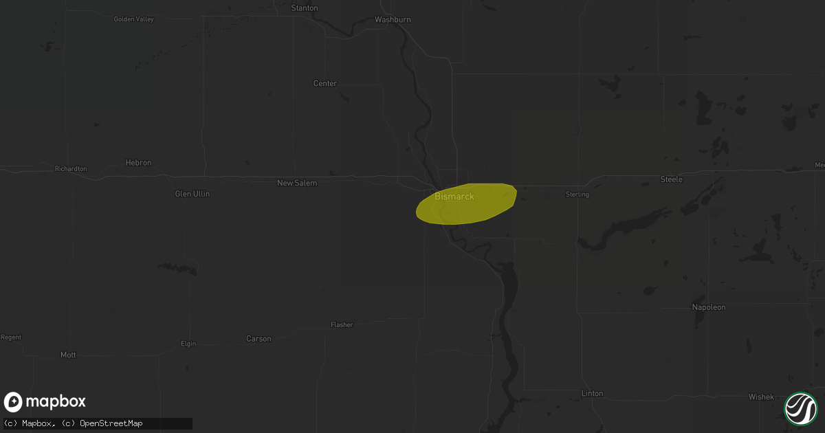 Hail map in Mandan, ND on April 15, 2025