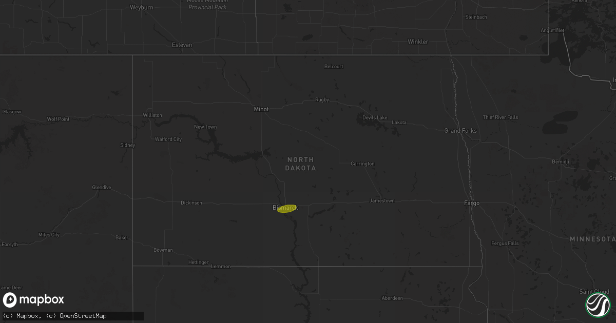 Hail map in North Dakota on April 15, 2025