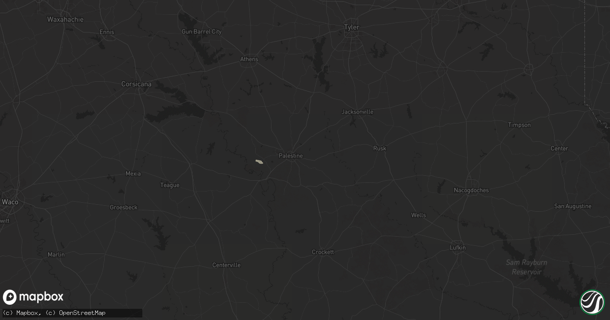 Hail map in Palestine, TX on April 15, 2025