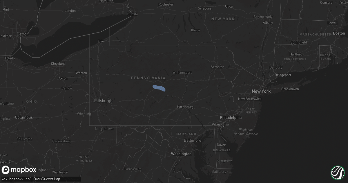 Hail map in Pennsylvania on April 15, 2025