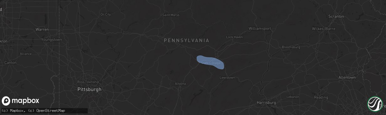 Hail map in Philipsburg, PA on April 15, 2025