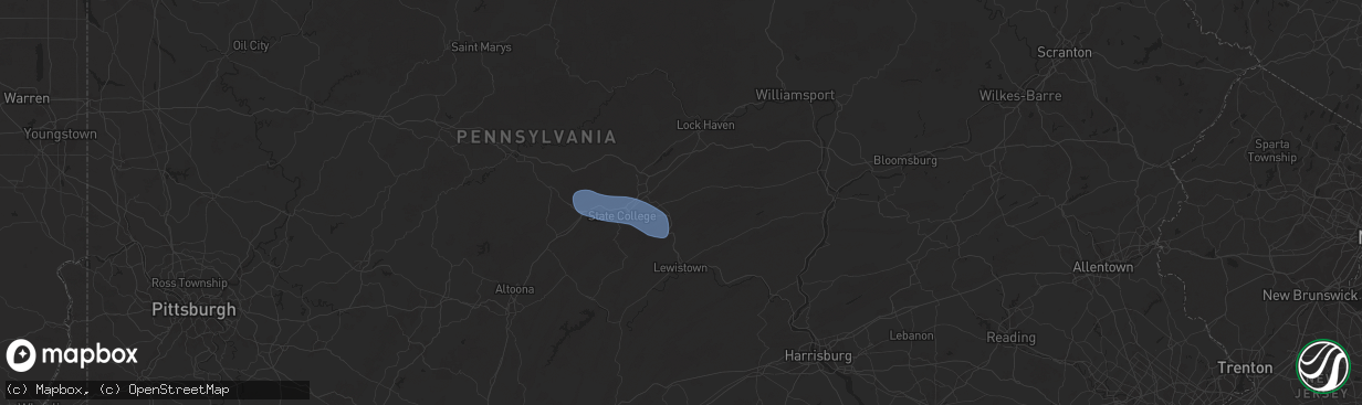 Hail map in Spring Mills, PA on April 15, 2025