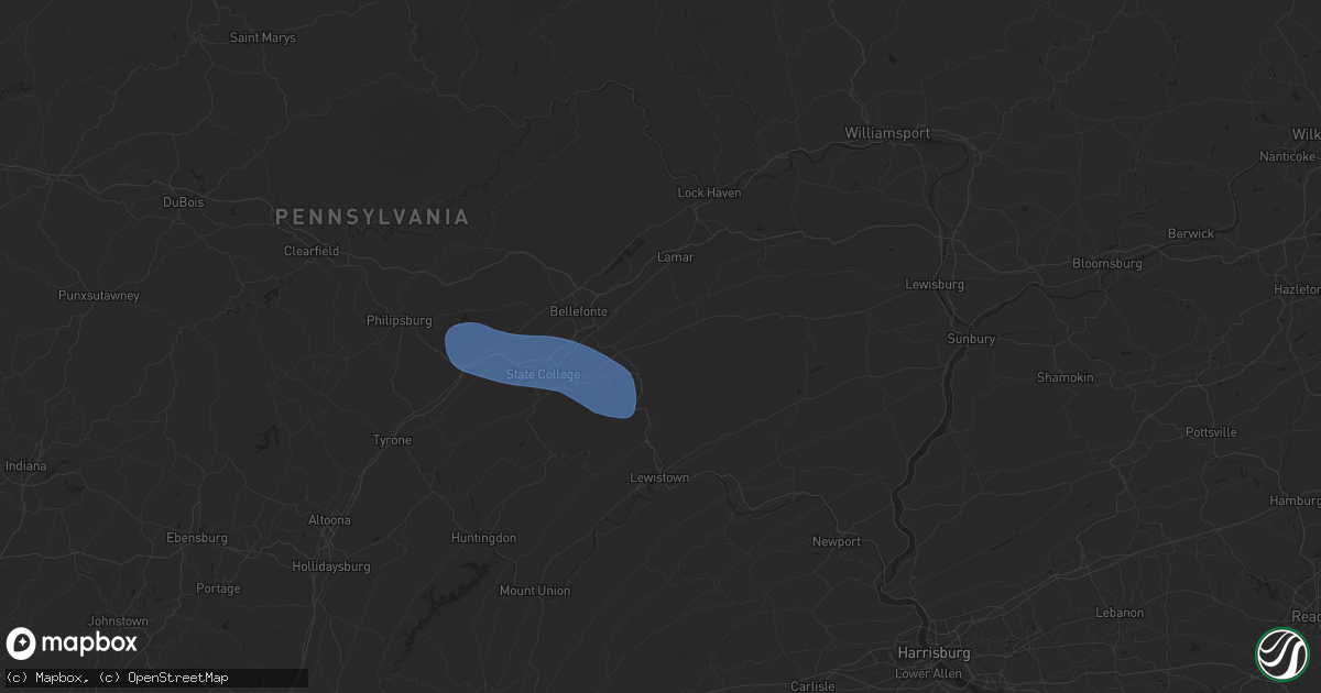Hail map in Spring Mills, PA on April 15, 2025