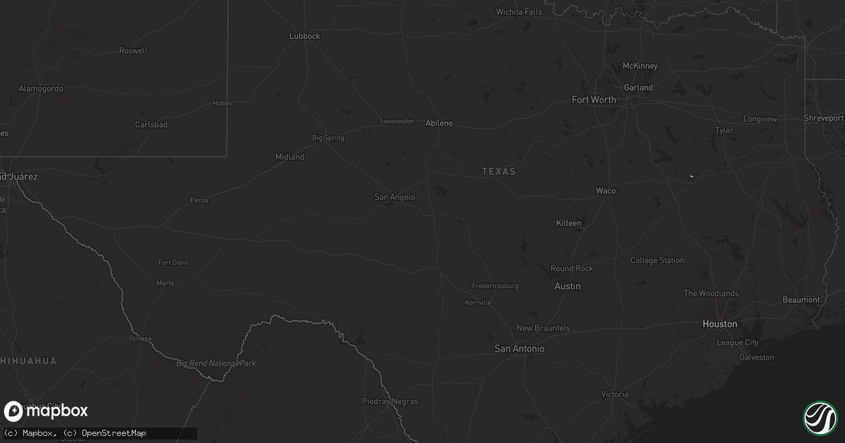 Hail map in Texas on April 15, 2025