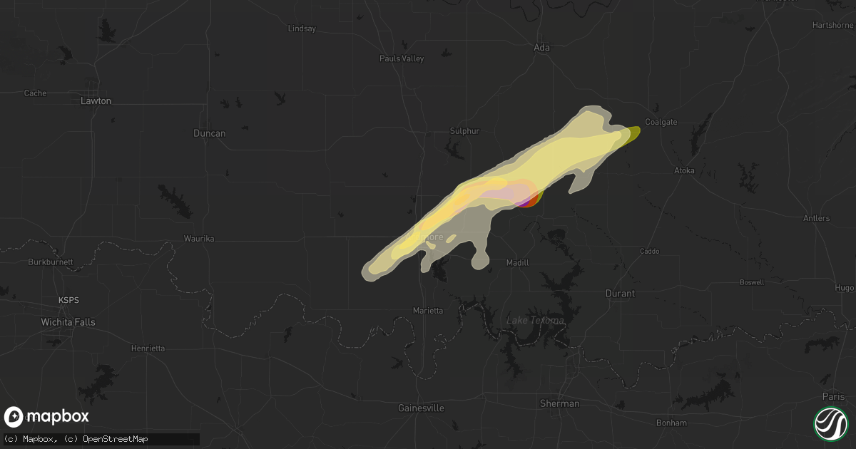 Hail map in Ardmore, OK on April 15, 2026