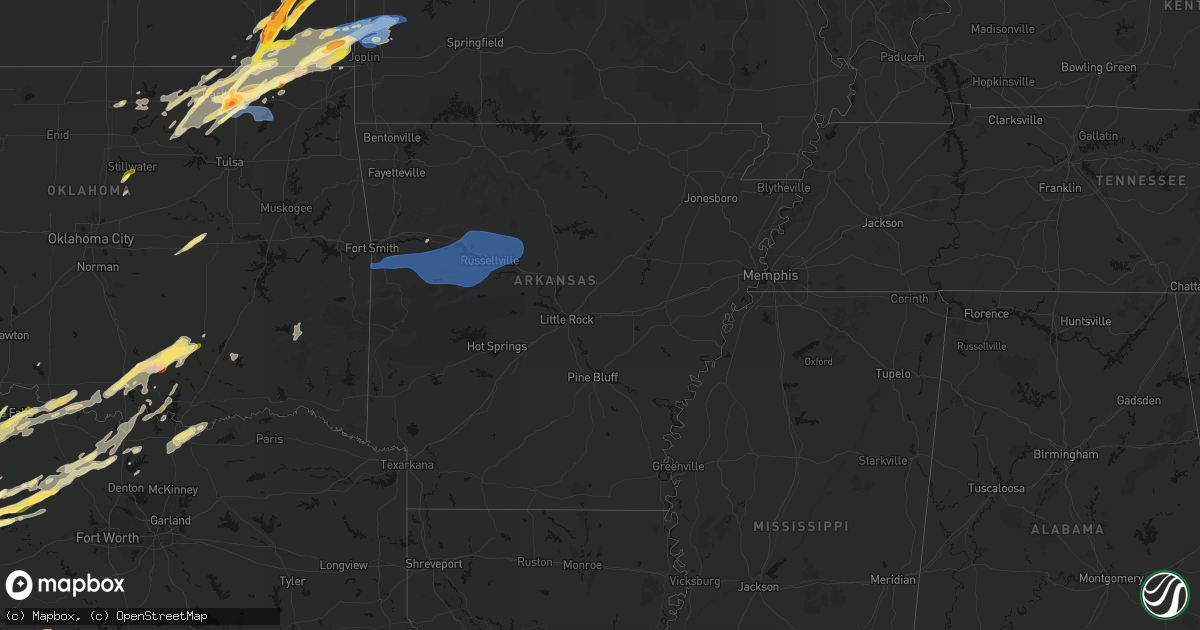 Hail map in Arkansas on April 15, 2026