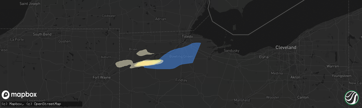 Hail map in Bowling Green, OH on April 15, 2026