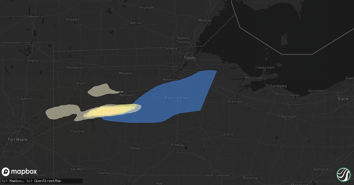 Hail map in Bowling Green, OH on April 15, 2026