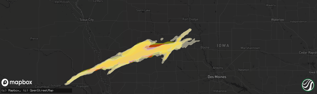 Hail map in Carroll, IA on April 15, 2026