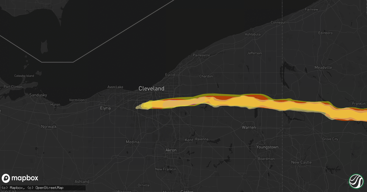 Hail map in Chagrin Falls, OH on April 15, 2026