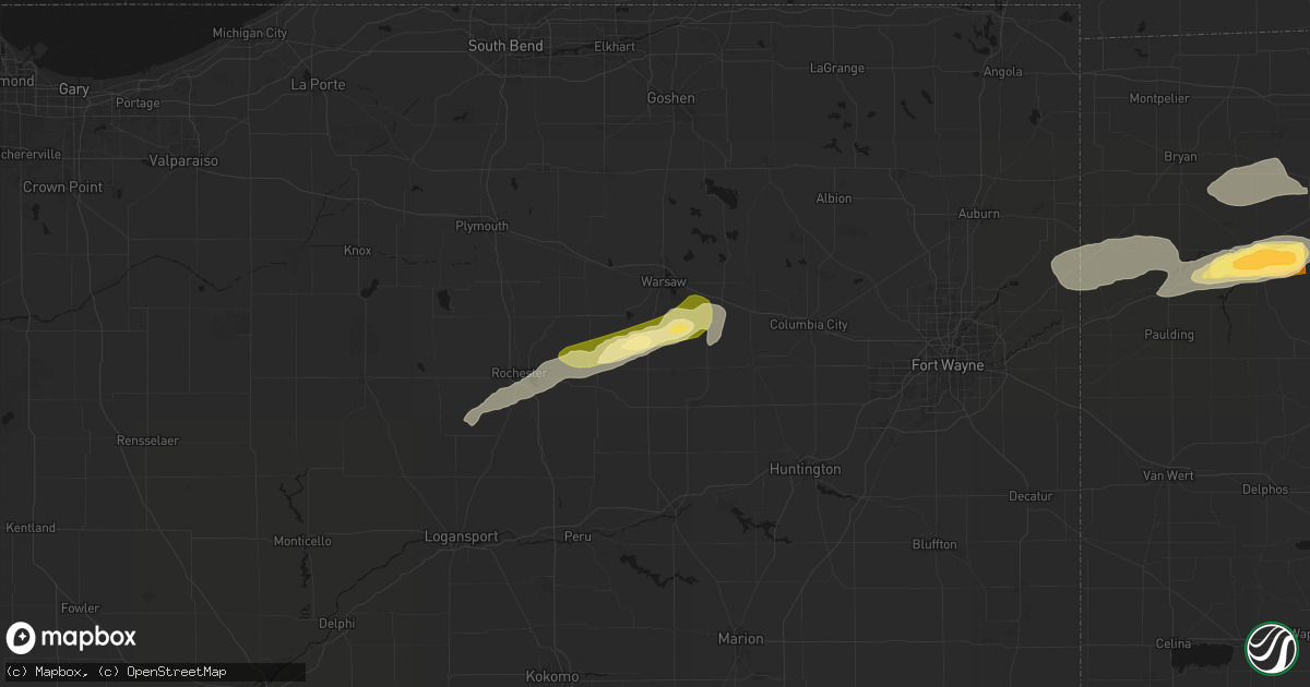 Hail map in Claypool, IN on April 15, 2026