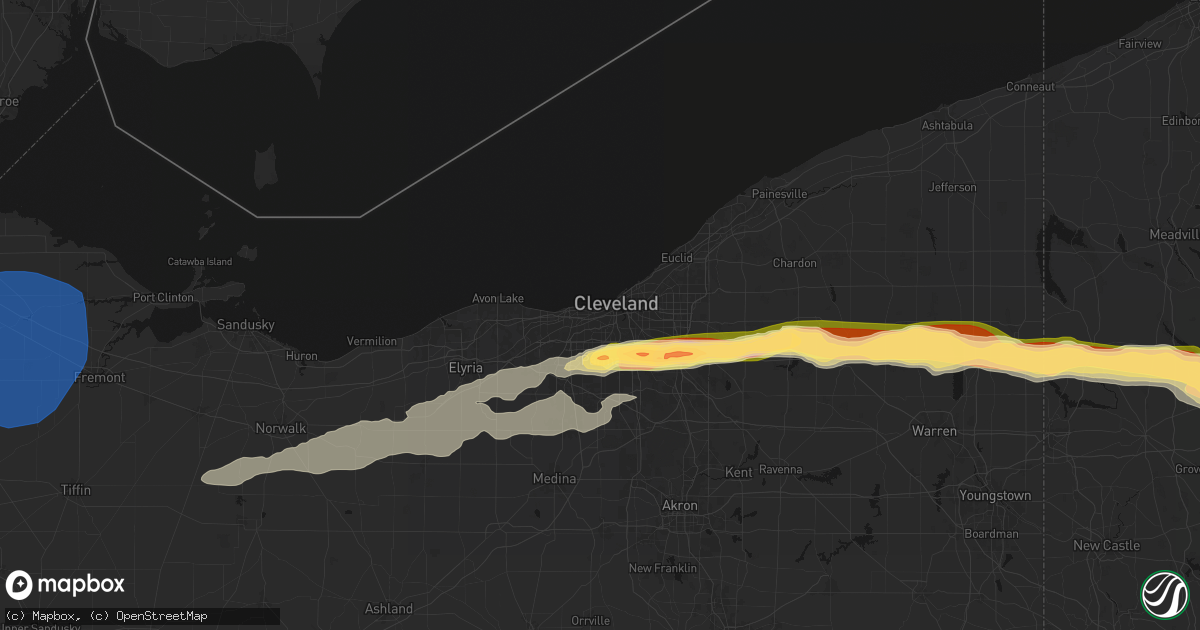 Hail map in Cleveland, OH on April 15, 2026
