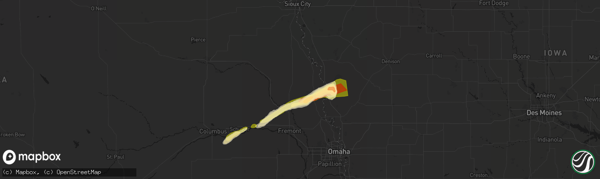 Hail map in Craig, NE on April 15, 2026