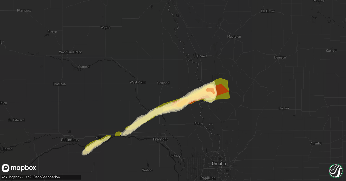Hail map in Craig, NE on April 15, 2026