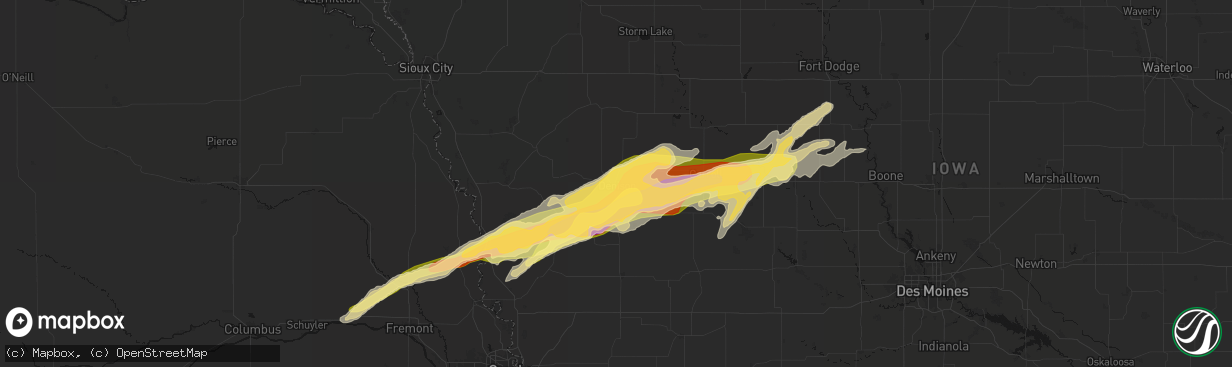 Hail map in Denison, IA on April 15, 2026