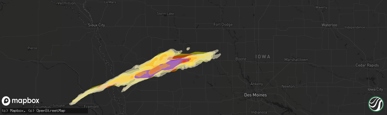 Hail map in Glidden, IA on April 15, 2026