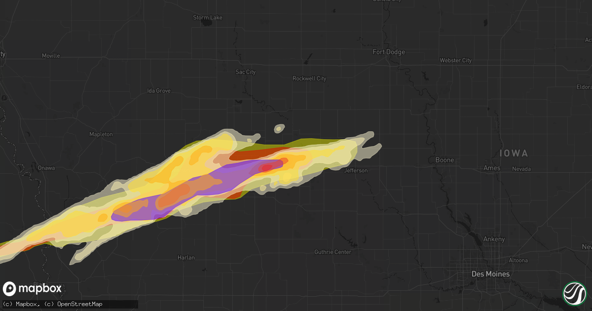 Hail map in Glidden, IA on April 15, 2026