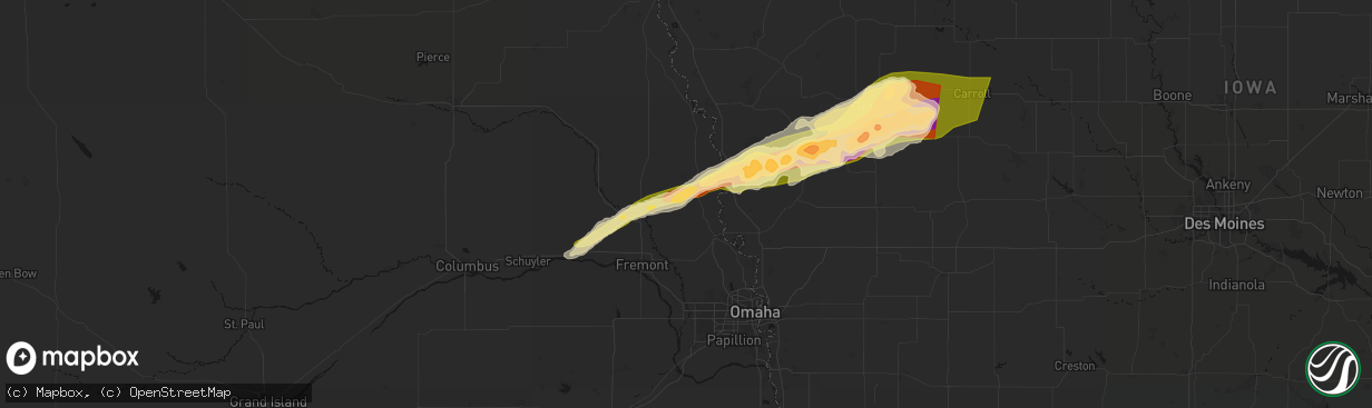 Hail map in Herman, NE on April 15, 2026