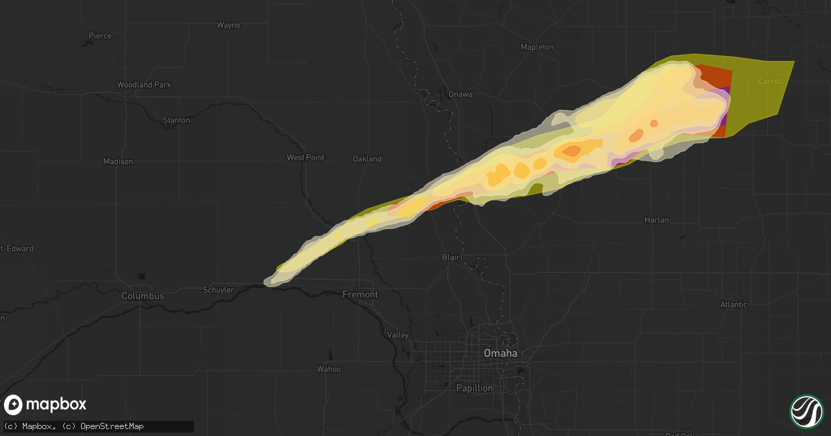 Hail map in Herman, NE on April 15, 2026