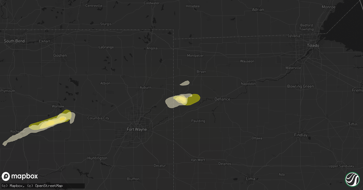 Hail map in Hicksville, OH on April 15, 2026