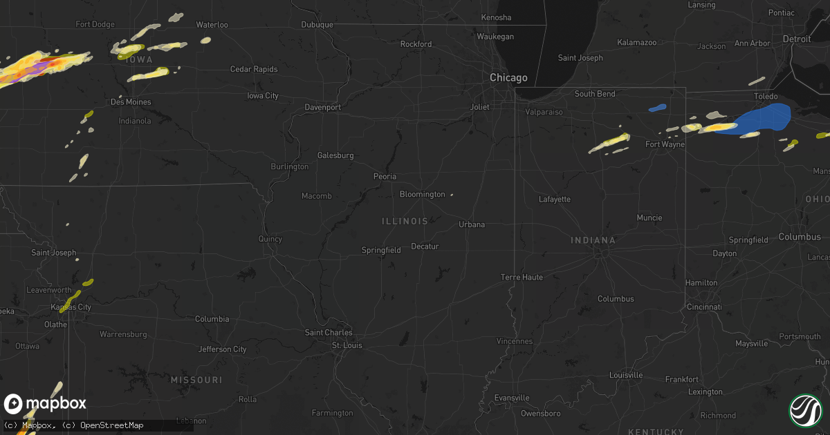 Hail map in Illinois on April 15, 2026