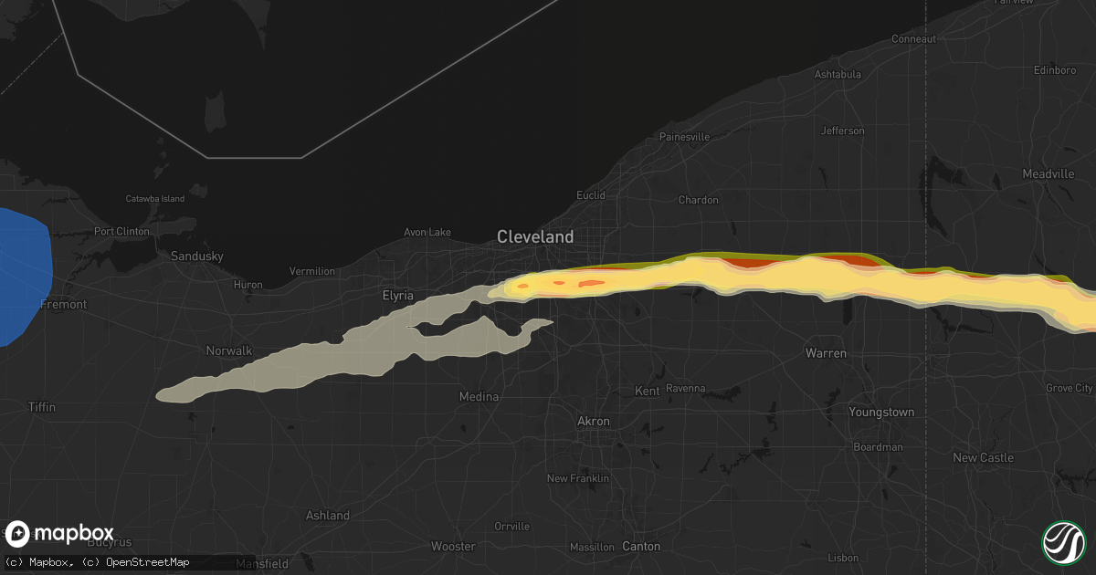 Hail map in Independence, OH on April 15, 2026