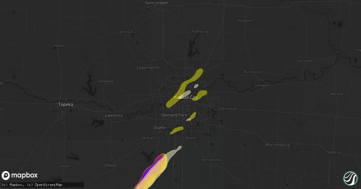 Hail map in Kansas City, KS on April 15, 2026
