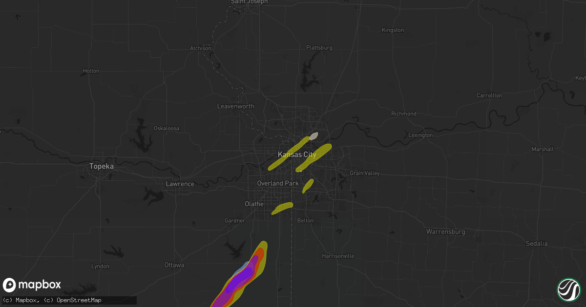 Hail map in Kansas City, MO on April 15, 2026