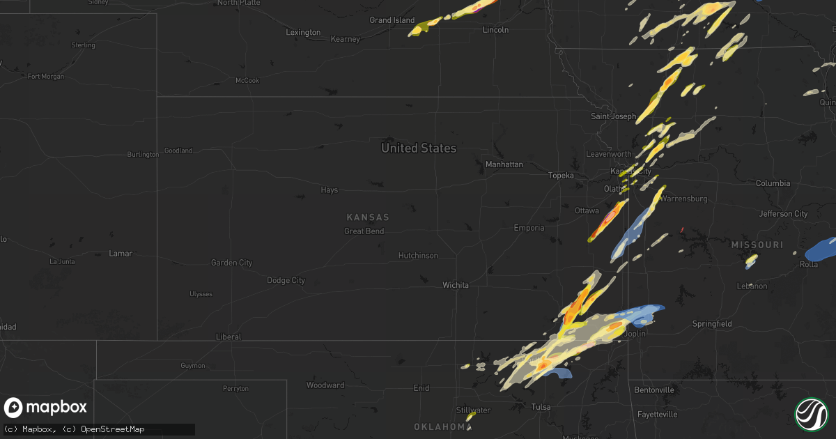 Hail map in Kansas on April 15, 2026