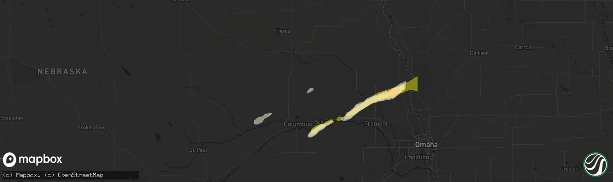 Hail map in Leigh, NE on April 15, 2026