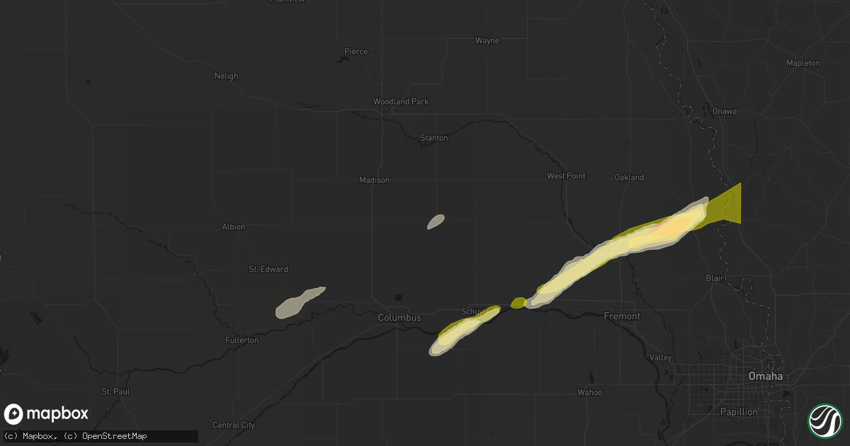 Hail map in Leigh, NE on April 15, 2026