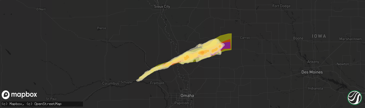 Hail map in Little Sioux, IA on April 15, 2026