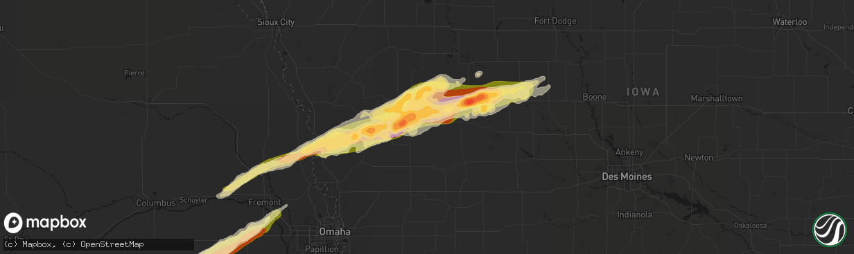 Hail map in Manilla, IA on April 15, 2026