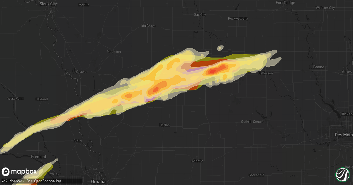 Hail map in Manilla, IA on April 15, 2026