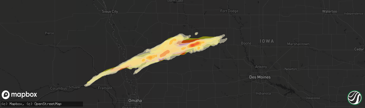 Hail map in Manning, IA on April 15, 2026