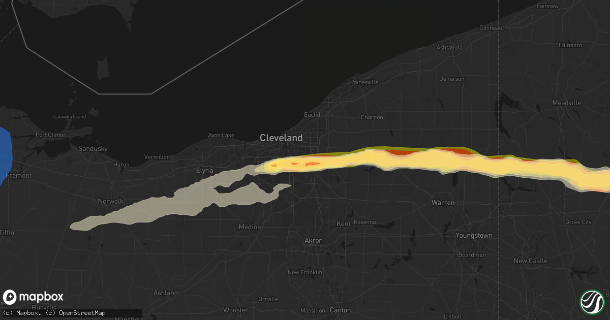 Hail map in Maple Heights, OH on April 15, 2026