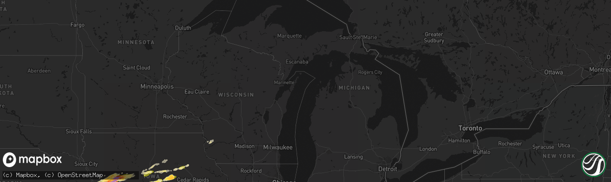 Hail map in Michigan on April 15, 2026