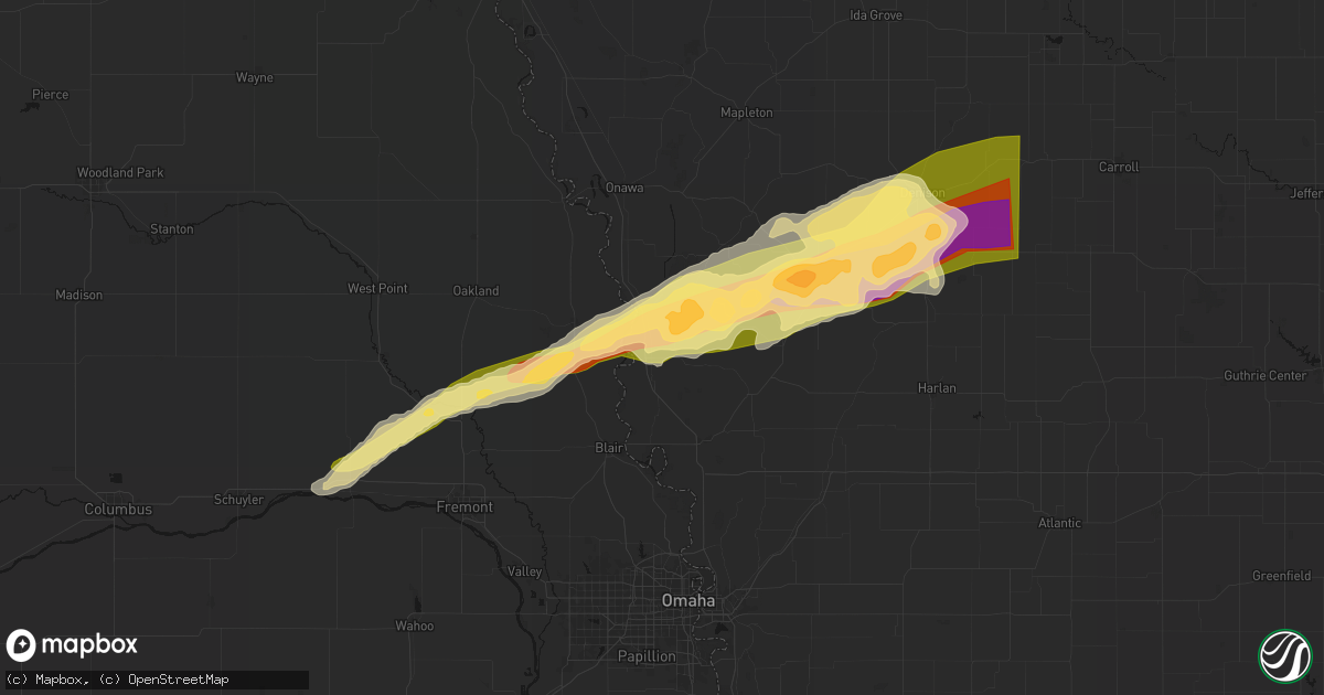 Hail map in Mondamin, IA on April 15, 2026