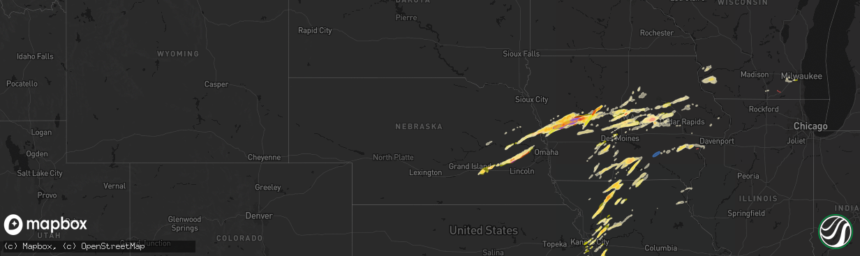 Hail map in Nebraska on April 15, 2026