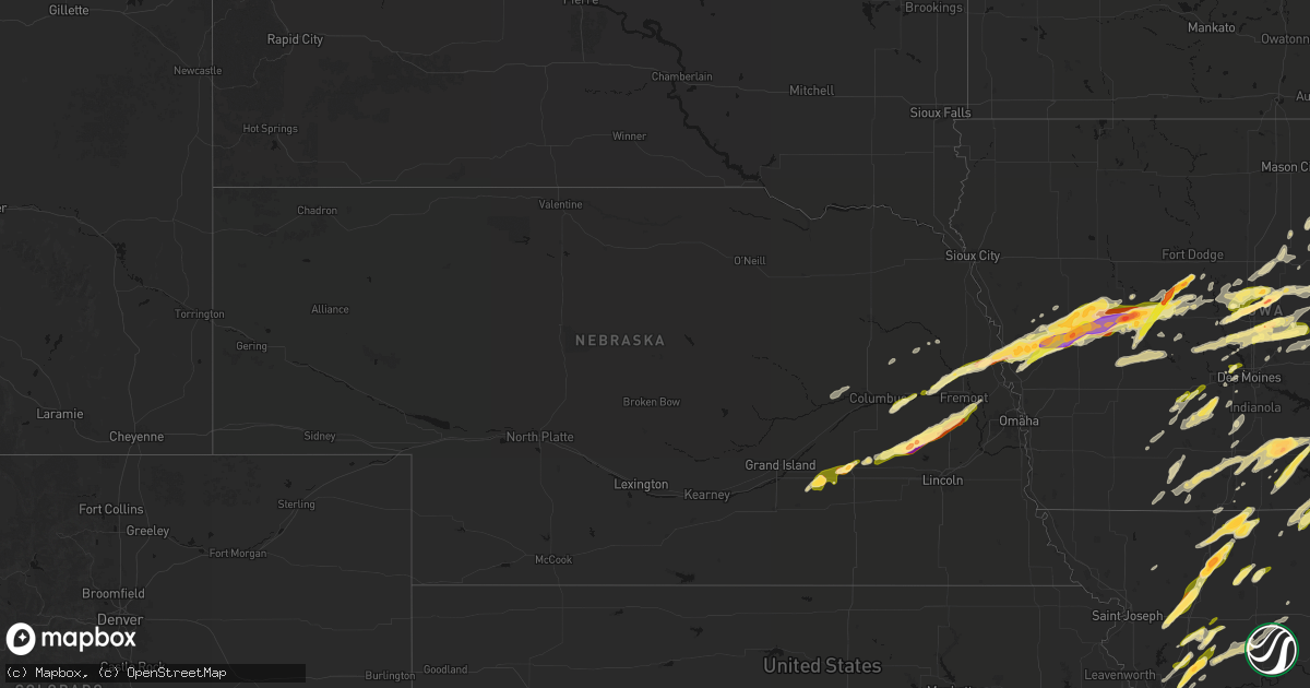 Hail map in Nebraska on April 15, 2026