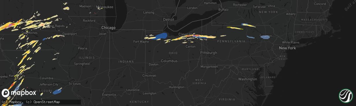 Hail map in Ohio on April 15, 2026