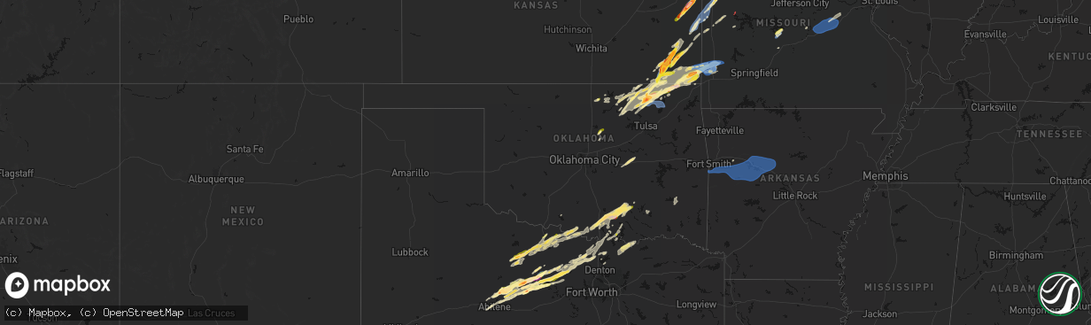 Hail map in Oklahoma on April 15, 2026